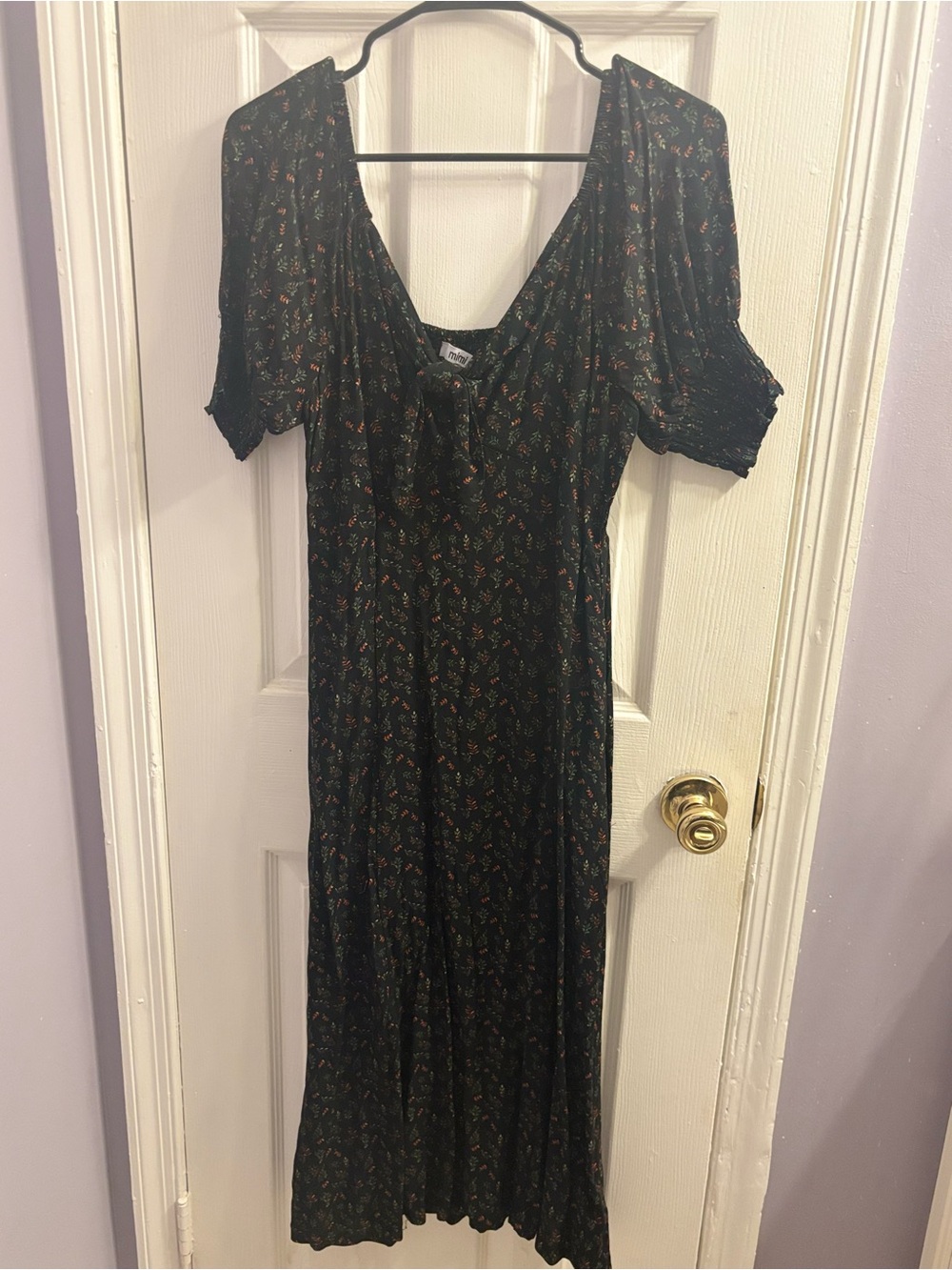 Mimi Chica Black Floral Maxi Dress with Puff Sleeves